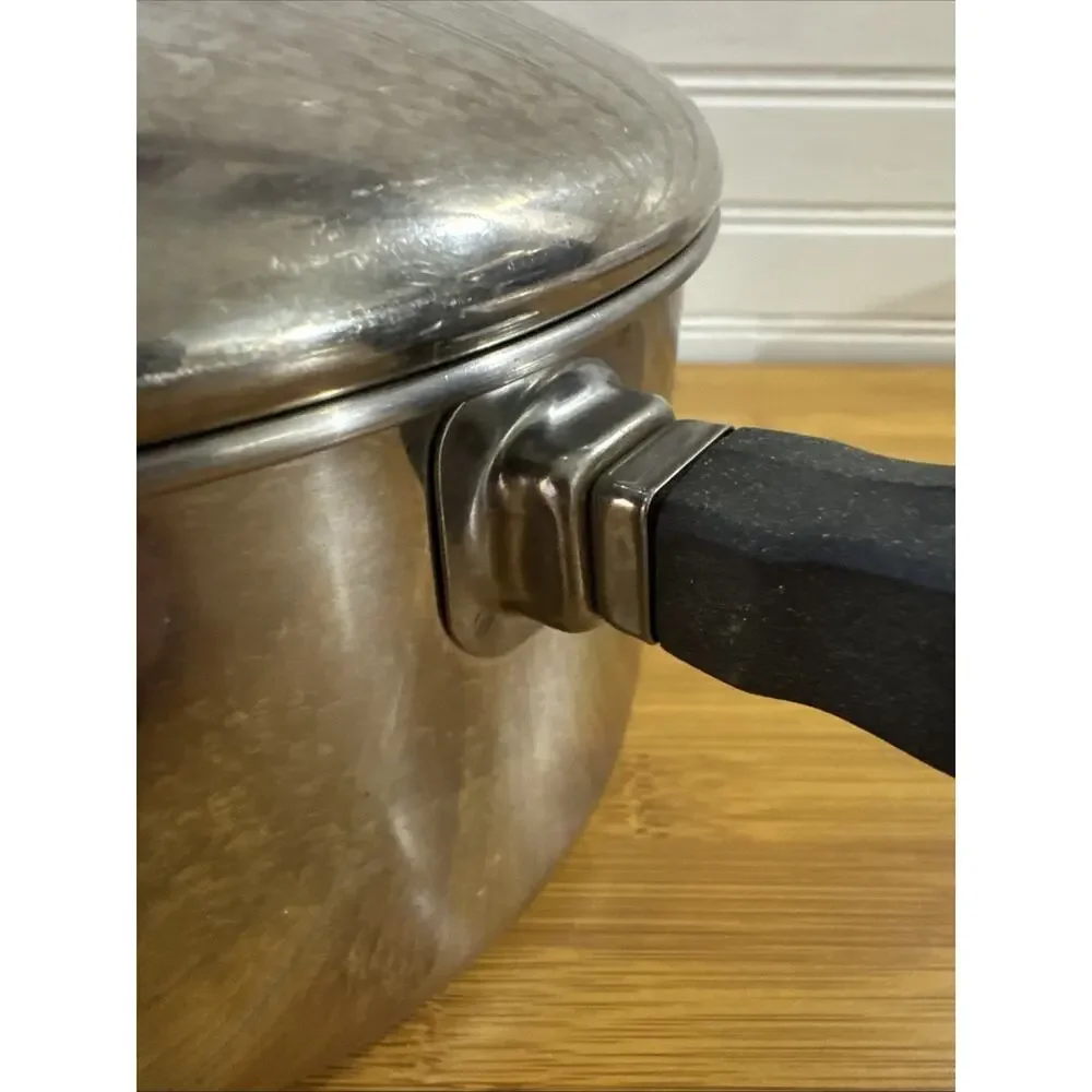 Vintage Farberware 3 QT Saucepan Pot W/ Lid Stainless Steel Aluminum Clad